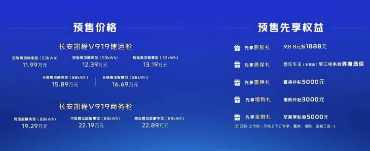 纯电轻客新卷王！长安凯程V919开启预售，11.99万元起